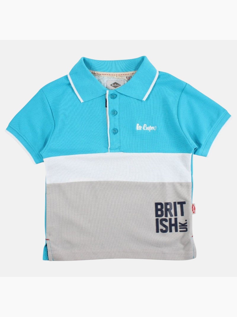 Lee cooper - polo manches courtes imprimé, col chemise Bleu - Kiabi