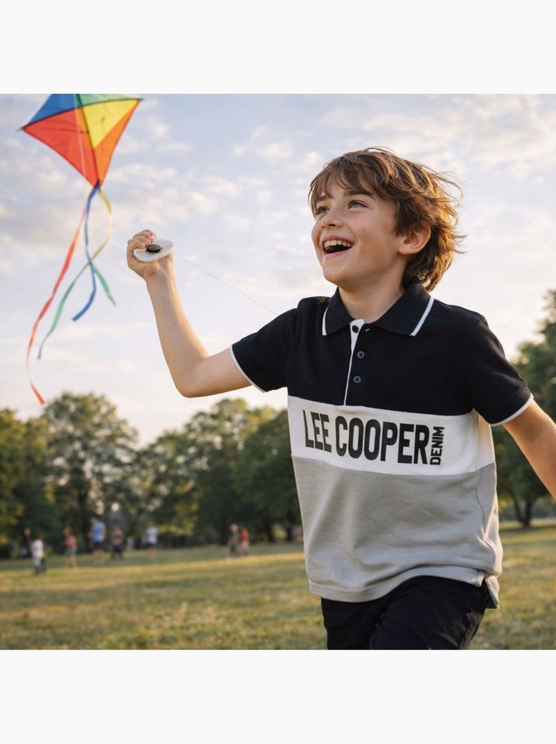 Lee cooper - polo manches courtes imprimé, col chemise Gris - Kiabi
