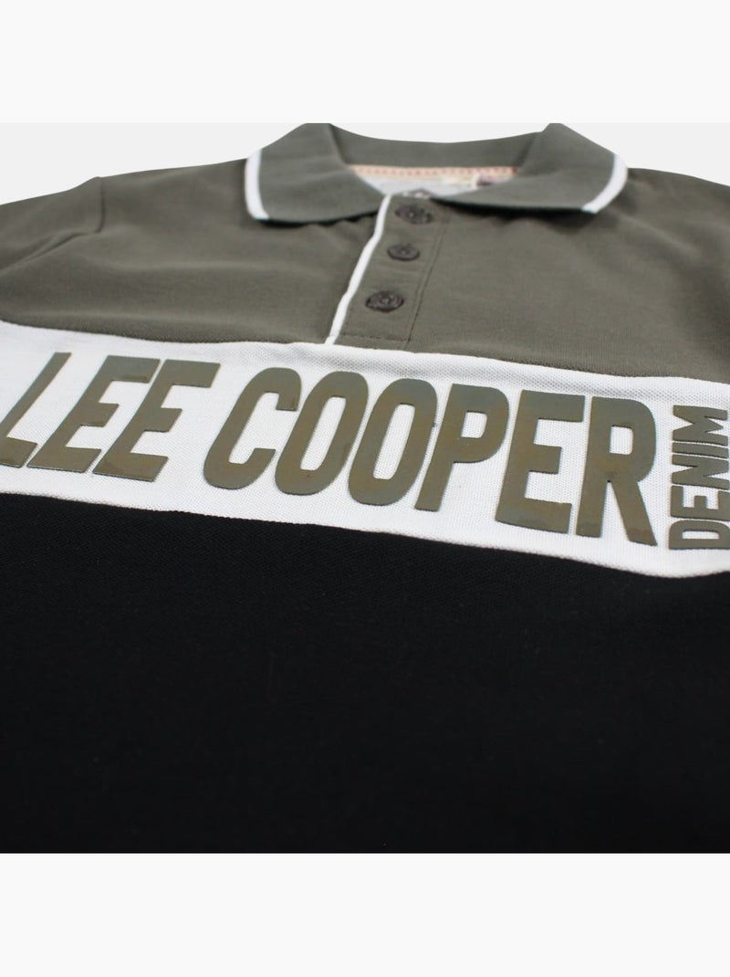 Lee cooper - polo manches courtes imprimé, col chemise Noir - Kiabi