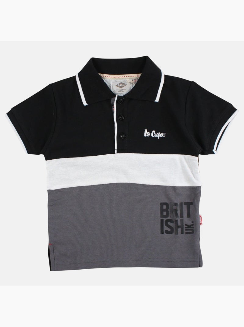 Lee cooper - polo manches courtes imprimé, col chemise Noir - Kiabi