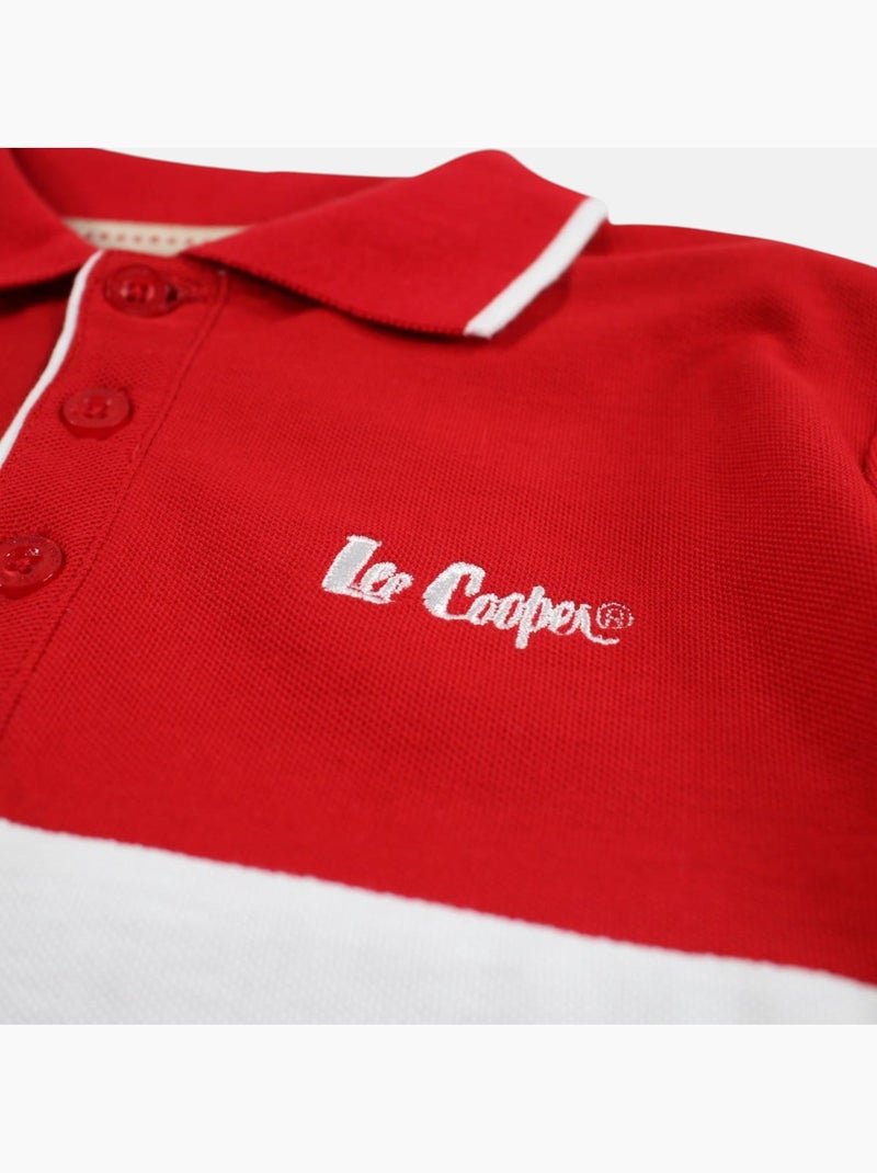 Lee cooper - polo manches courtes imprimé, col chemise Rouge - Kiabi