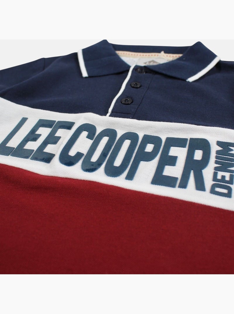 Lee cooper - polo manches courtes imprimé, col chemise Rouge - Kiabi
