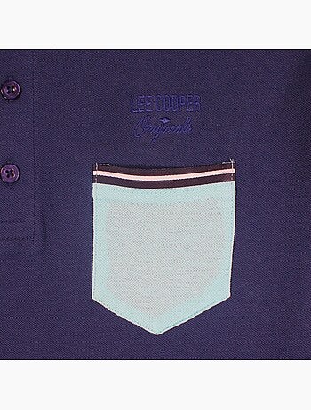 Lee cooper - polo manches longues col contrasté, poche poitrine