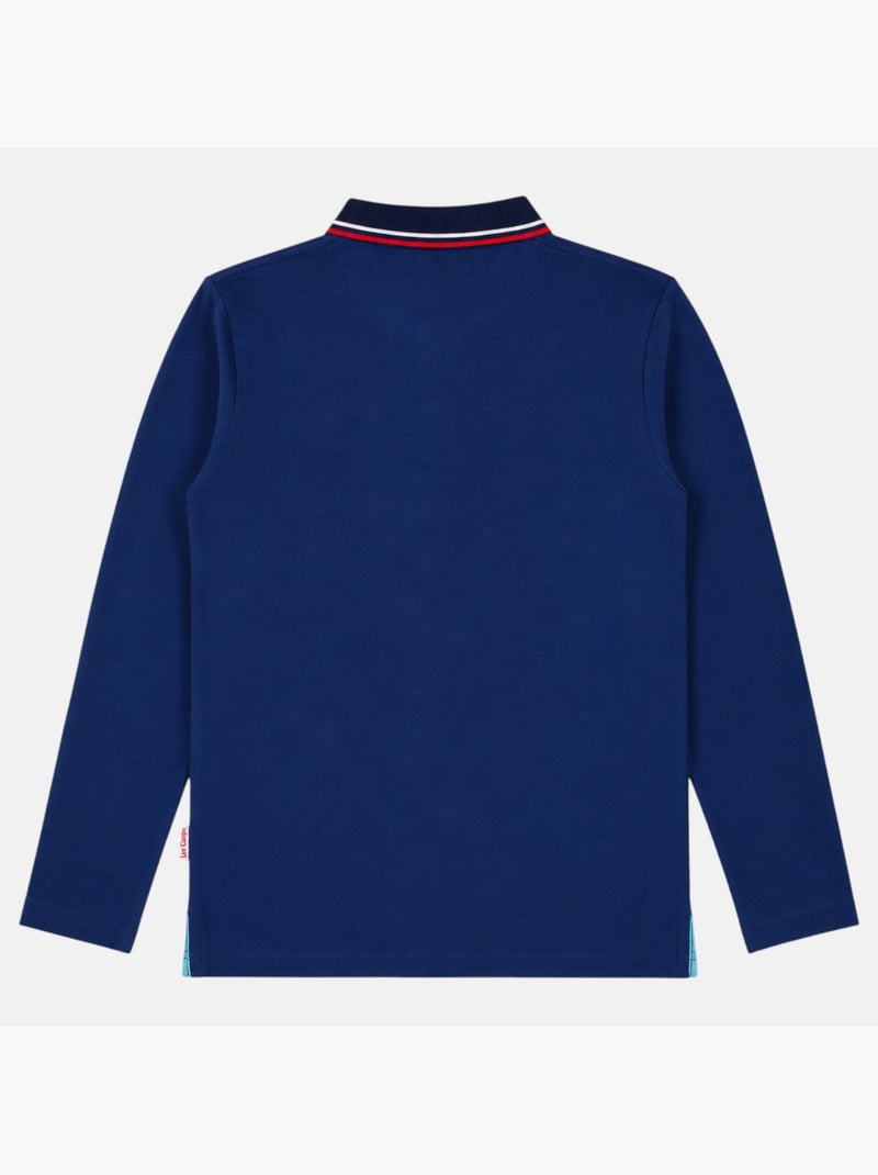 Lee cooper - polo manches longues col contrasté, poche poitrine Bleu marine - Kiabi