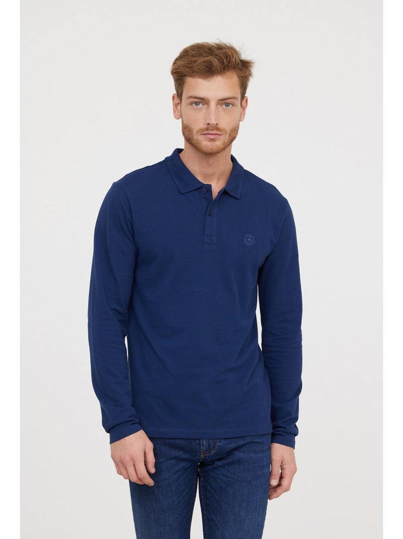 Lee Cooper - Polo manches longues coton regular BAKO Bleu marine - Kiabi