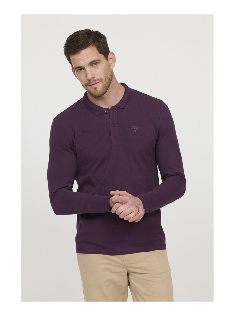 Lee Cooper - Polo manches longues coton regular BAKO ML Violet - Kiabi
