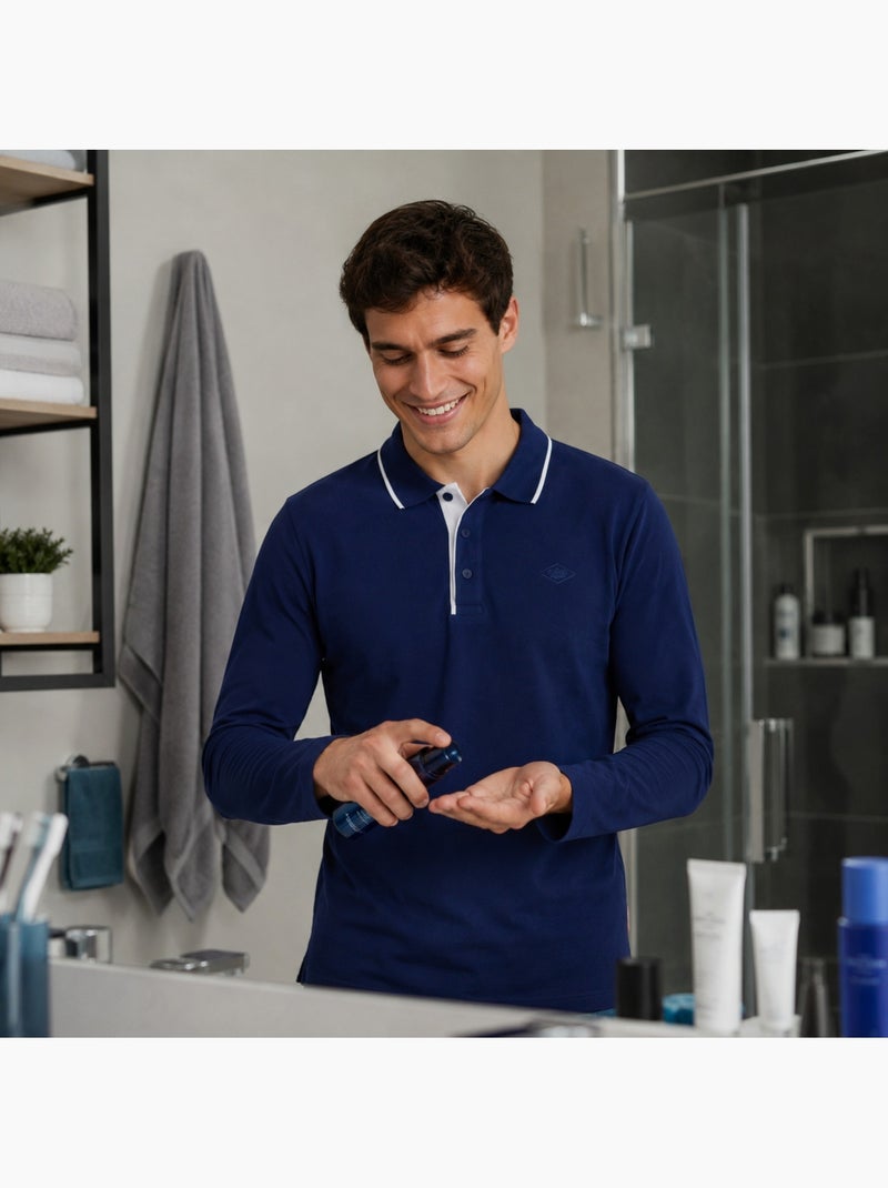Lee cooper - polo manches longues, patte de boutonnage Bleu marine - Kiabi