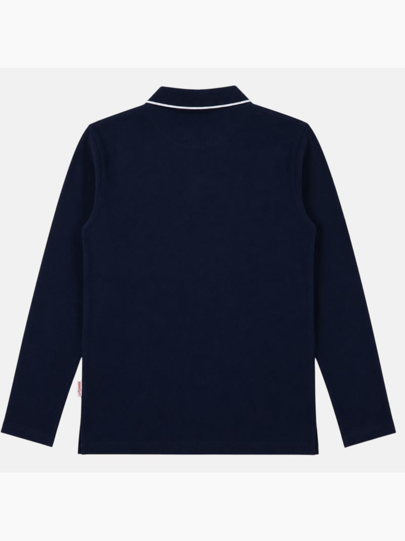 Lee cooper - polo manches longues, patte de boutonnage Bleu marine - Kiabi
