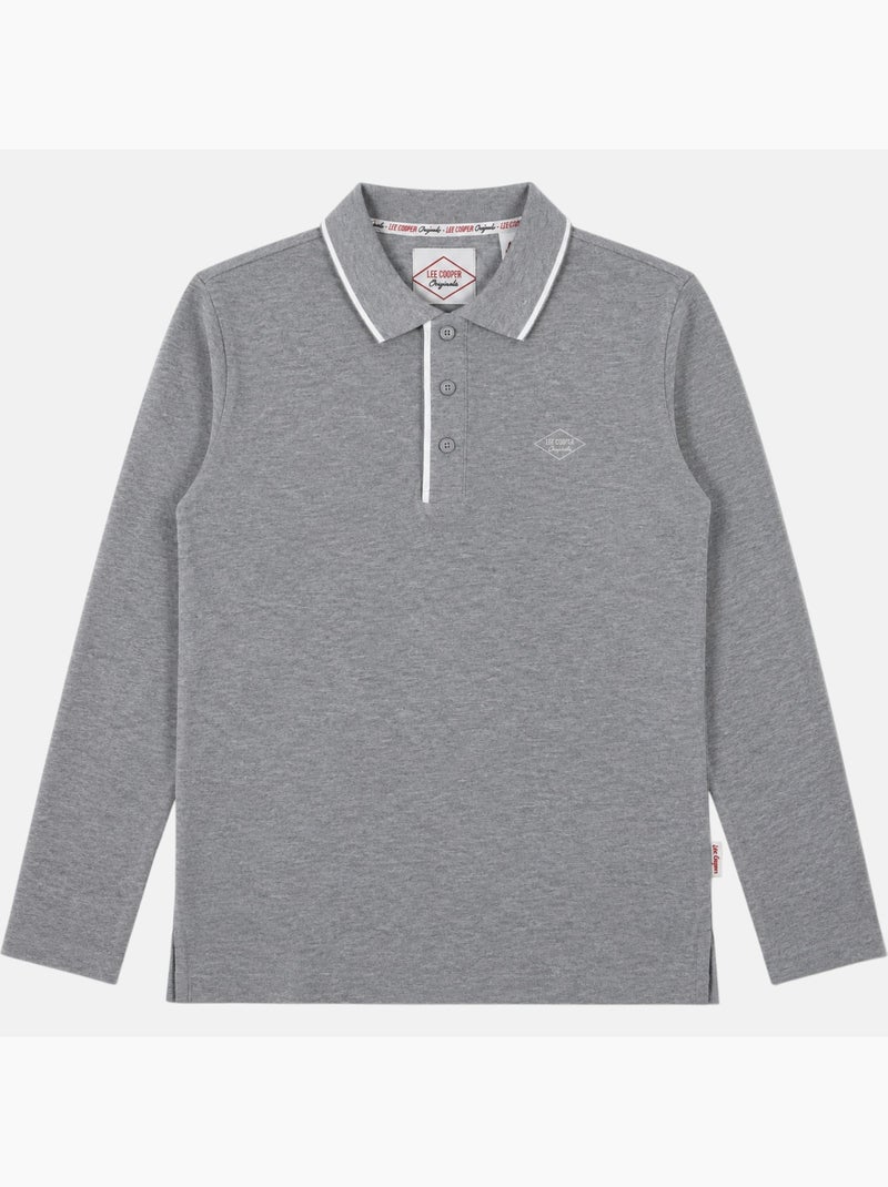 Lee cooper - polo manches longues, patte de boutonnage Gris - Kiabi