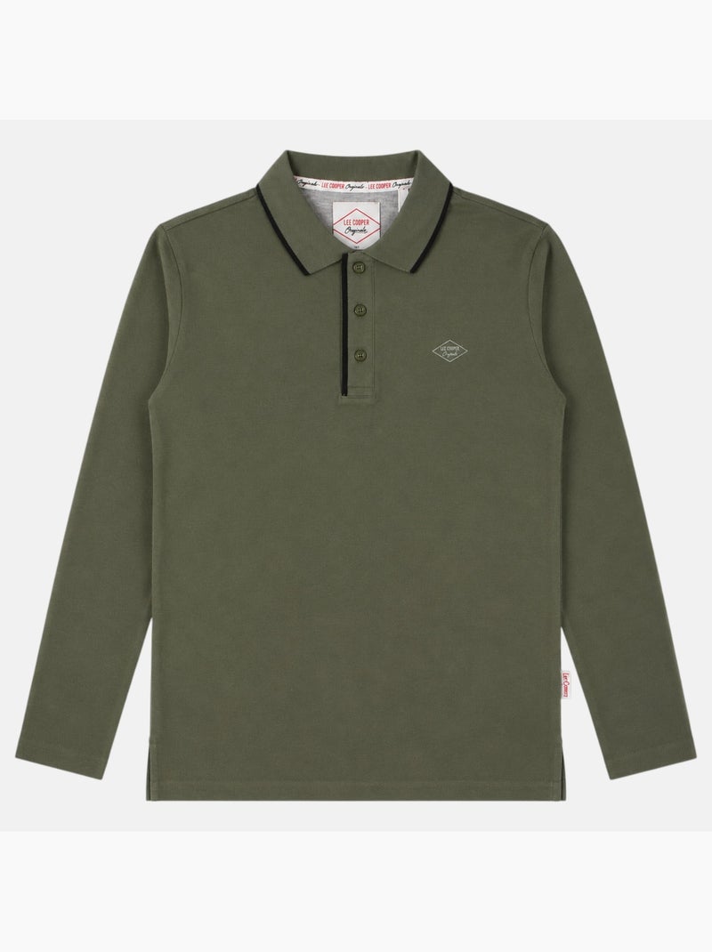 Lee cooper - polo manches longues, patte de boutonnage Kaki - Kiabi