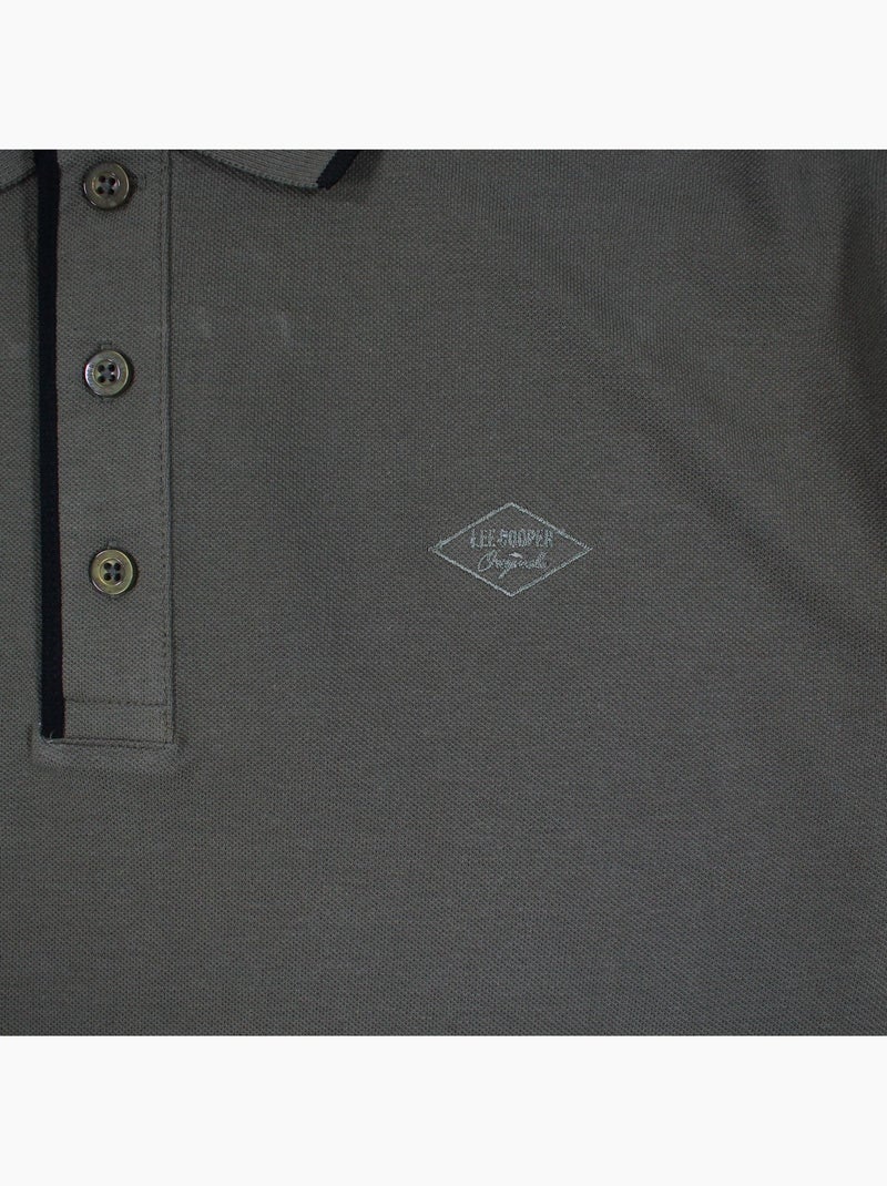 Lee cooper - polo manches longues, patte de boutonnage Kaki - Kiabi