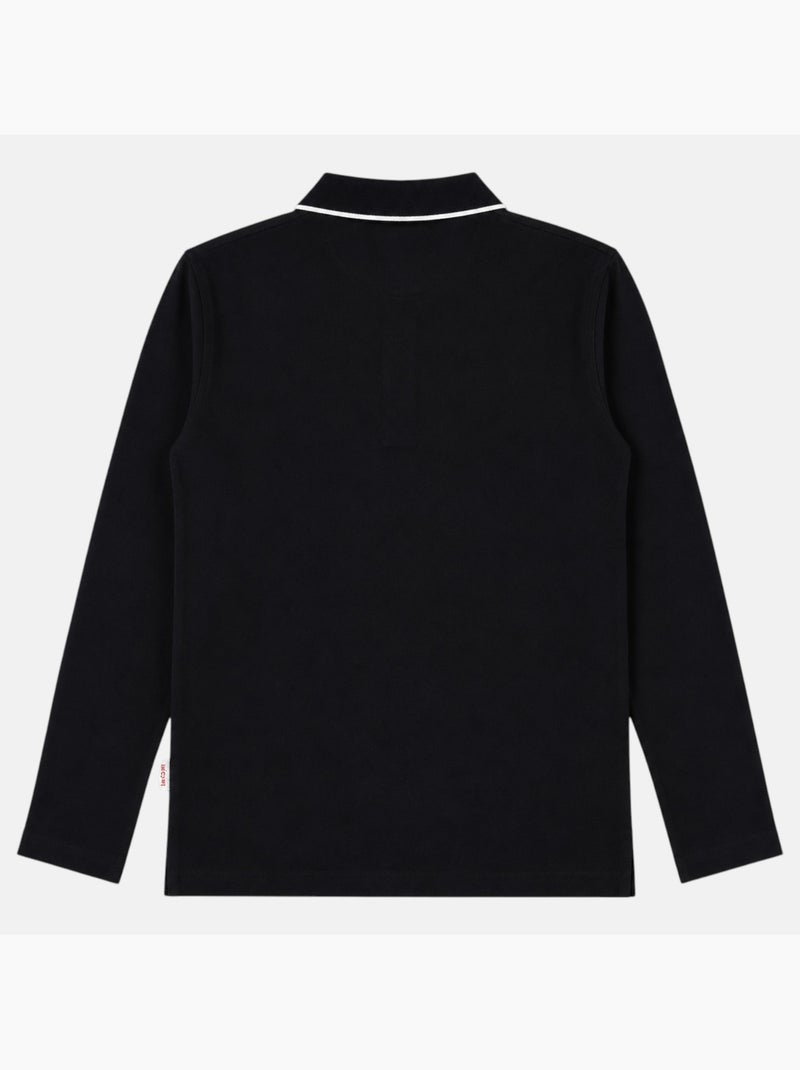 Lee cooper - polo manches longues, patte de boutonnage Noir - Kiabi