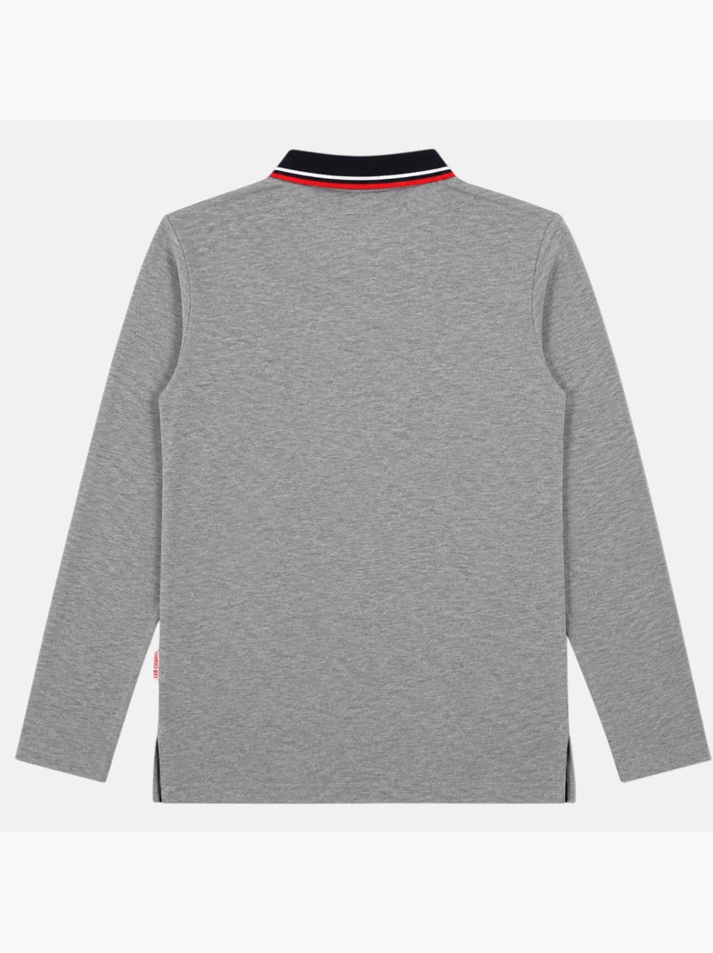 Lee cooper - polo manches longues, poche poitrine et col contrasté Gris - Kiabi