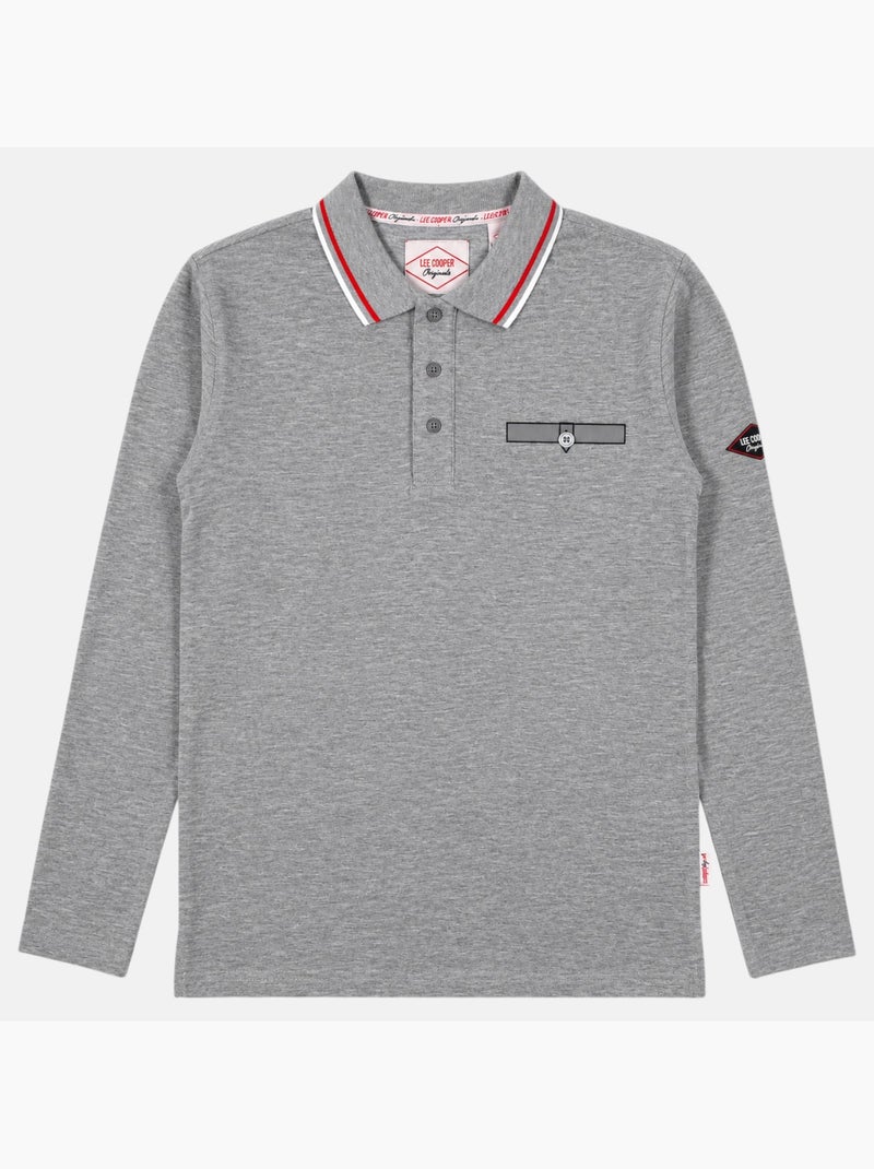 Lee cooper - polo manches longues, poche poitrine Gris - Kiabi