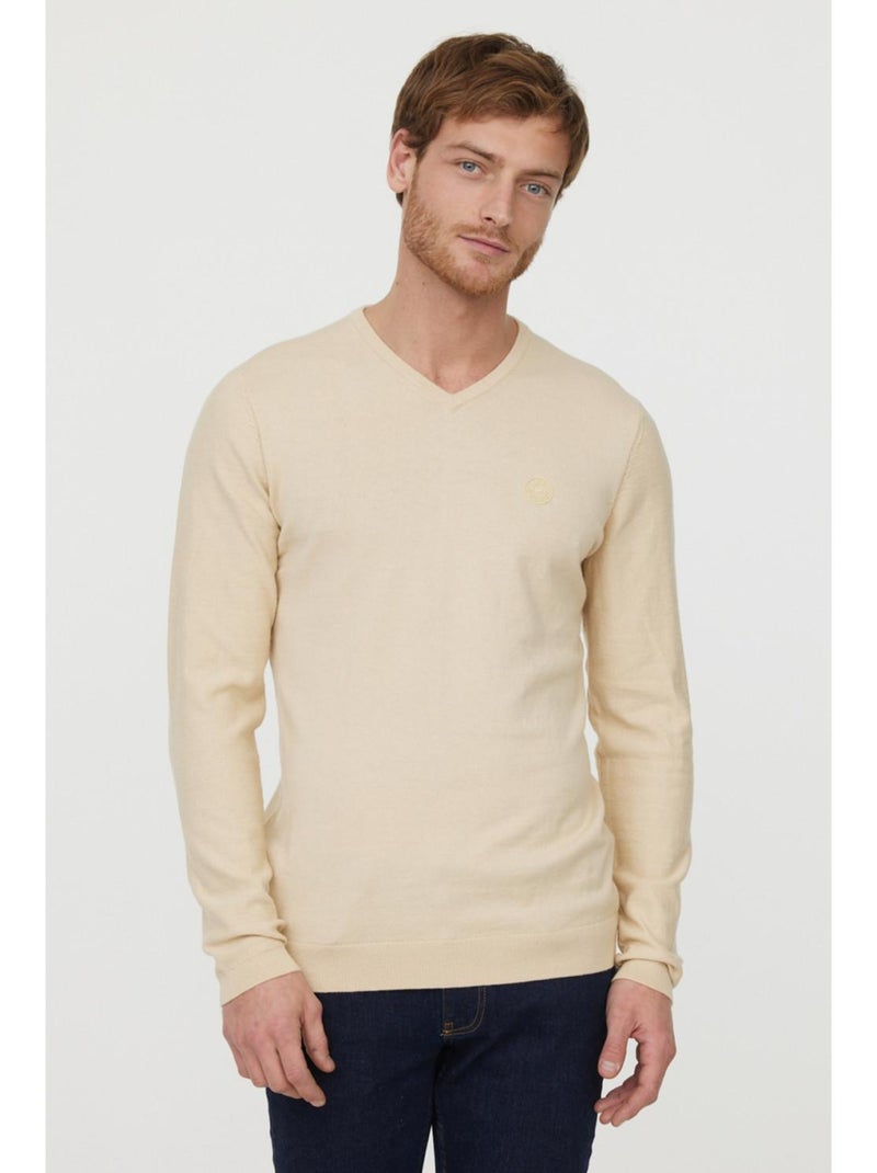 Lee Cooper - Pull manches longues coton regular CIFAR Beige - Kiabi