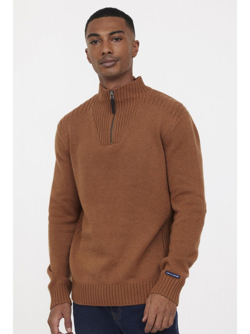 Lee Cooper - Pull manches longues polyester regular CHAR Camel - Kiabi