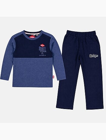 Lee cooper - pyjama à empiècements contrastés, col rond et manches longues