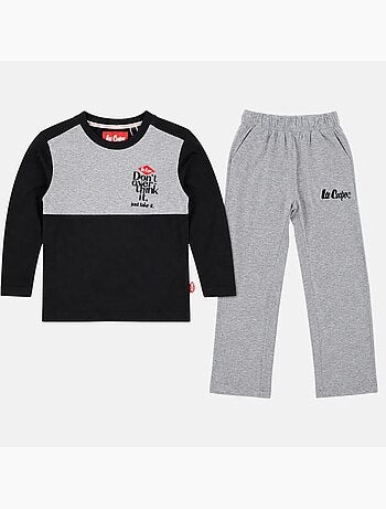 Lee cooper - pyjama à empiècements contrastés, col rond et manches longues