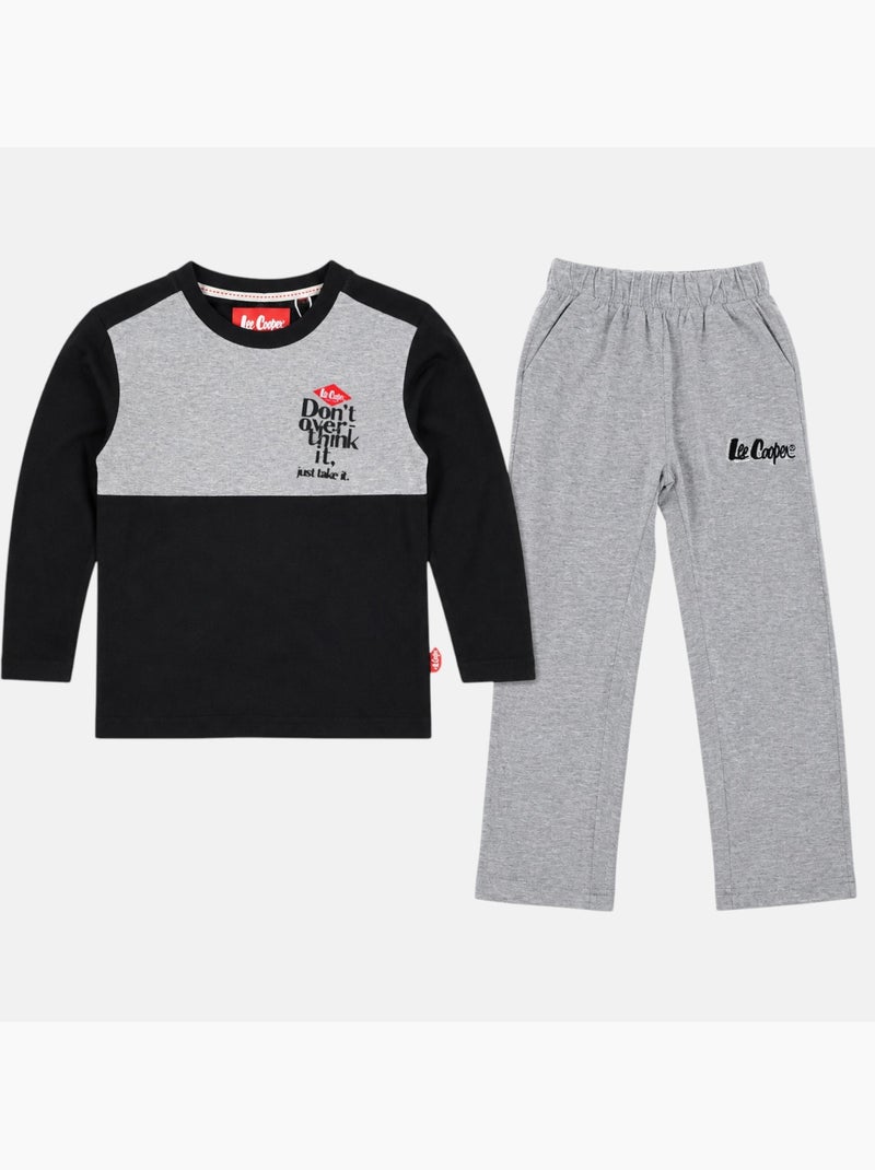 Lee cooper - pyjama à empiècements contrastés, manches longues Gris - Kiabi