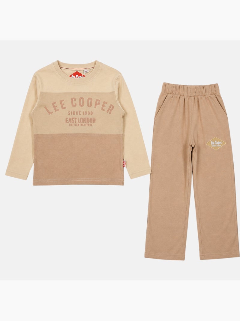 Lee cooper - pyjama imprimé à empiècements, manches longues Beige - Kiabi