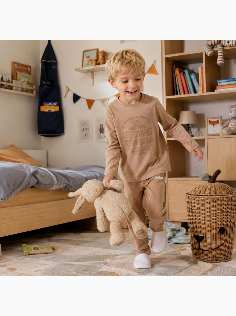 Lee cooper - pyjama imprimé manches longues, col rond Beige - Kiabi