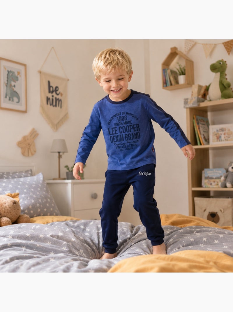 Lee cooper - pyjama imprimé manches longues, col rond Bleu marine - Kiabi