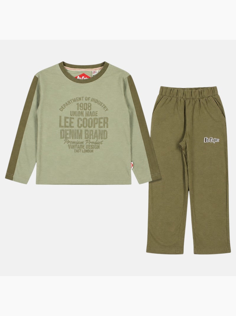 Lee cooper - pyjama imprimé manches longues, col rond Kaki - Kiabi