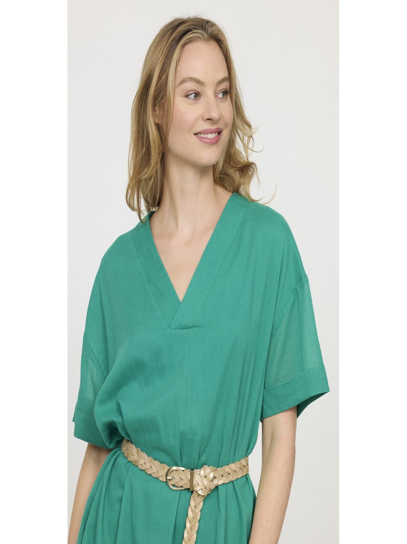 Lee Cooper - Robe manches courtes coton loose LAGE Vert foncé - Kiabi
