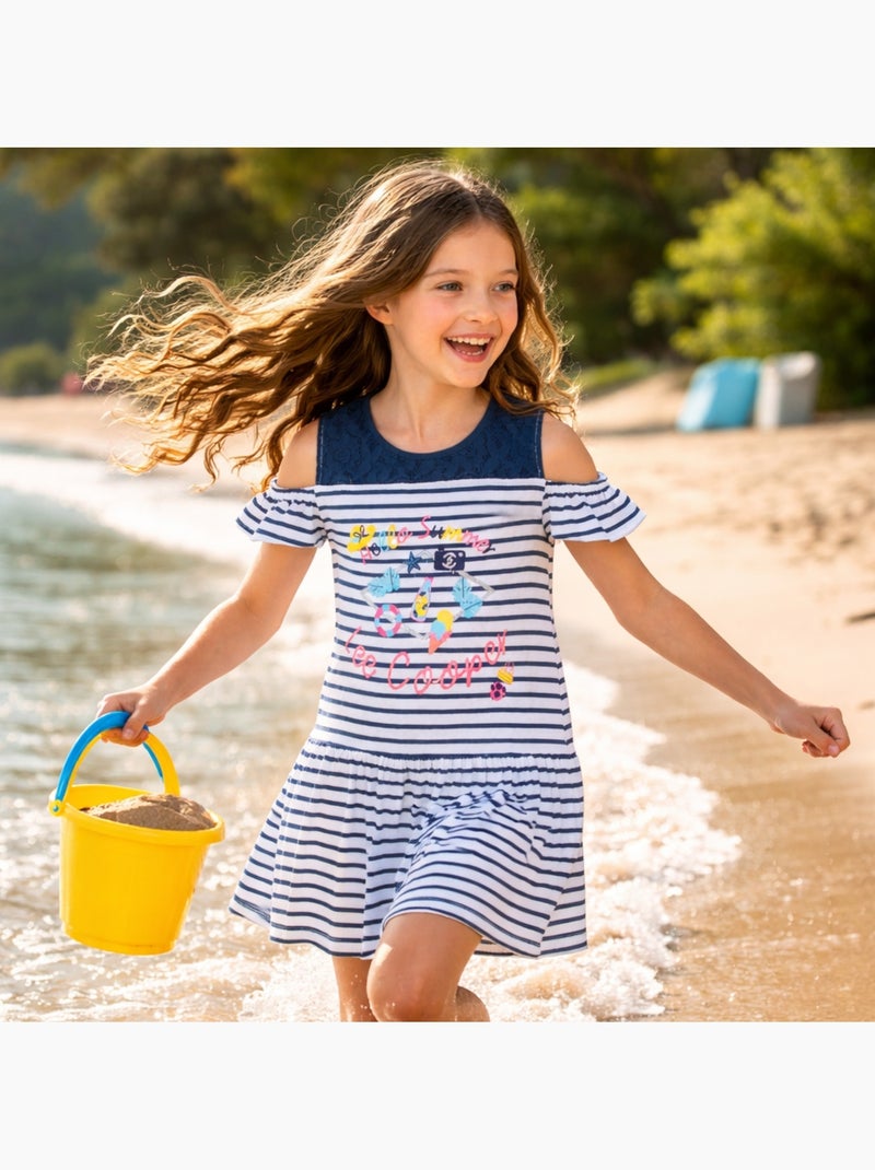 Lee cooper - robe rayée à épaules dénudées imprimée, coupe décontractée, col rond et sans manches Bleu marine - Kiabi