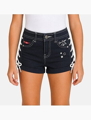 Lee cooper - short en jean à laçage latéral, coupe décontractée