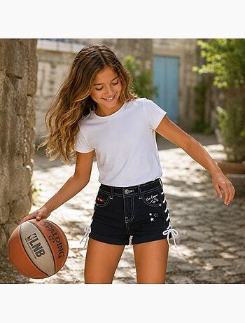 Lee cooper - short en jean à laçage latéral, coupe décontractée