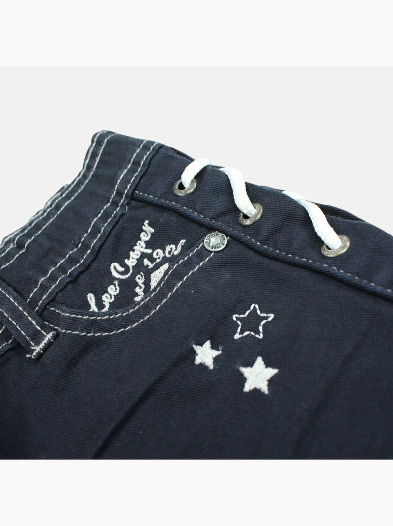 Lee cooper - short en jean à laçage latéral, coupe décontractée Bleu marine - Kiabi