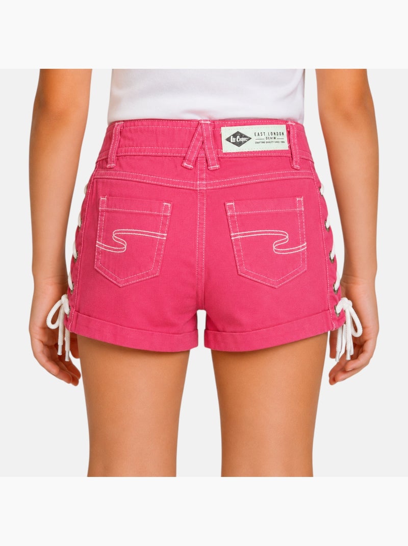Lee cooper - short en jean à laçage latéral, coupe décontractée Rose - Kiabi