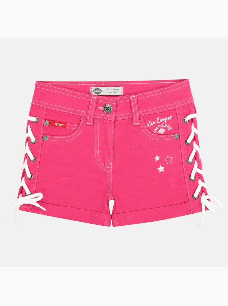 Lee cooper - short en jean à laçage latéral, coupe décontractée Rose - Kiabi