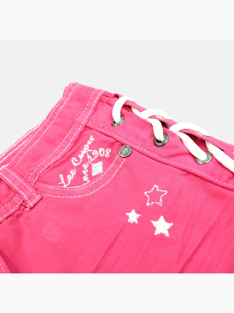 Lee cooper - short en jean à laçage latéral, coupe décontractée Rose - Kiabi