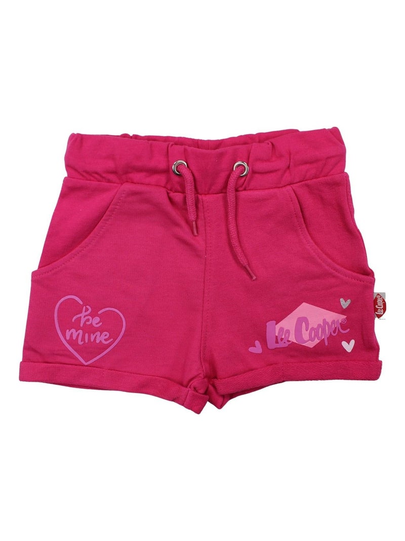 Lee Cooper - Short fille imprimé logo en coton Rose fushia - Kiabi