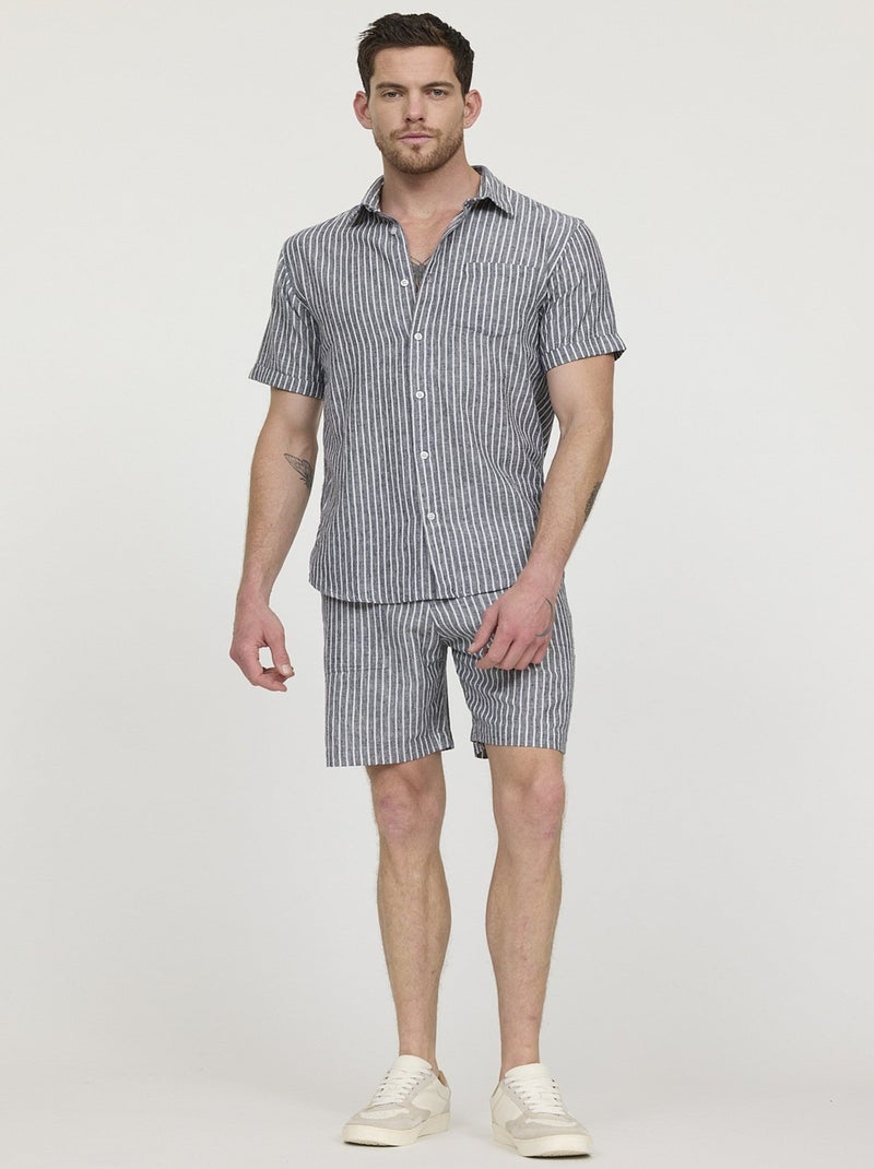 Lee Cooper - Short NINO Navy stripes Bleu - Kiabi