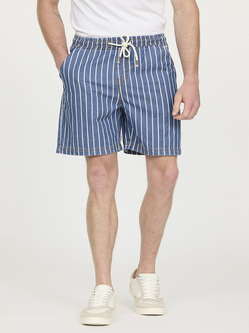 Lee Cooper - Short NORY Light Blue stripes Bleu ciel - Kiabi