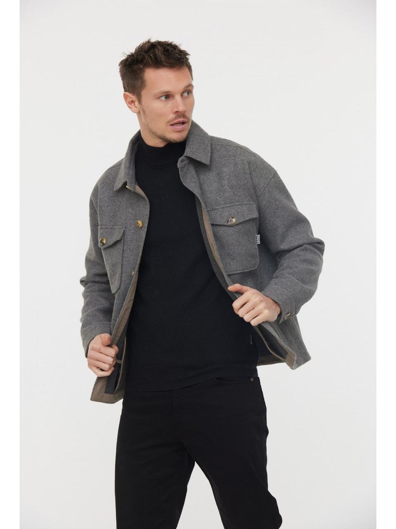 Lee Cooper - Surchemise manches longues polyester regular DIMILO gris anthracite - Kiabi