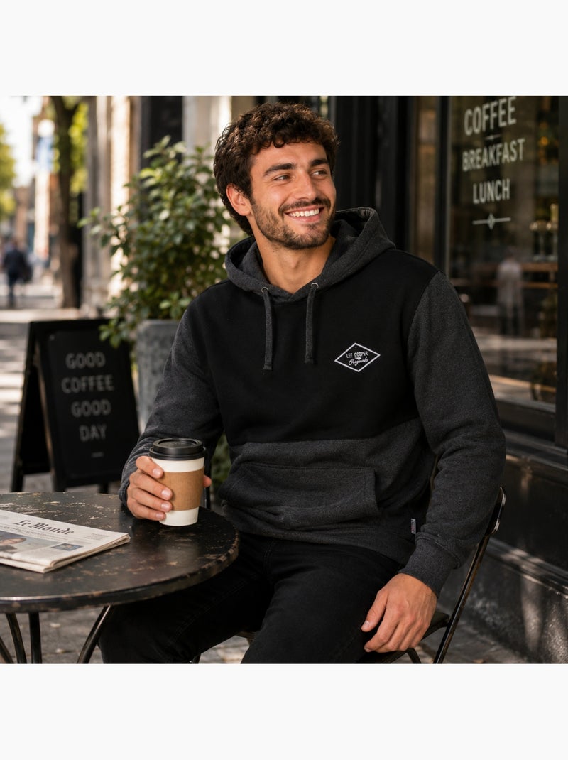 Lee cooper - sweat à capuche 2 couleurs homme gris anthracite - Kiabi