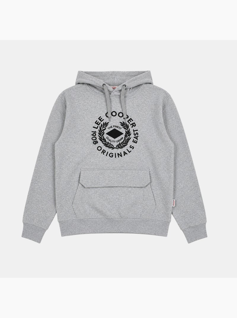 Lee cooper - sweat à capuche à cordon de serrage, manches longues et poche kangourou Gris - Kiabi