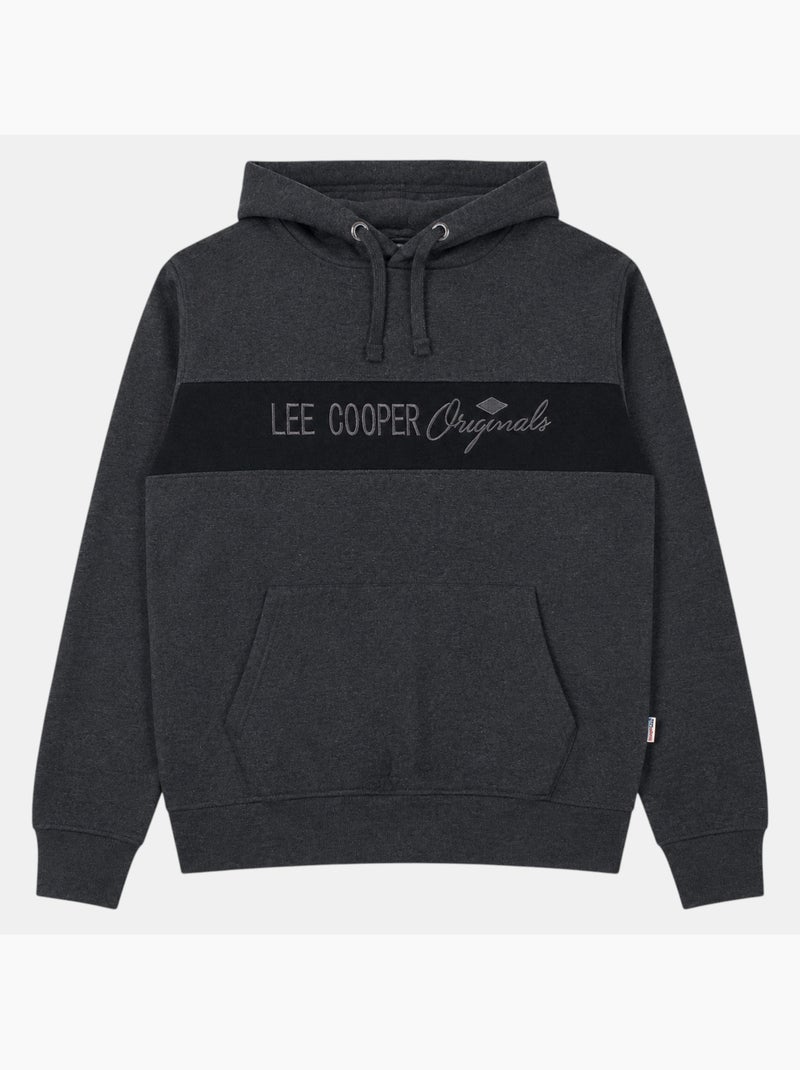Lee cooper - sweat à capuche à cordon, poche kangourou gris anthracite - Kiabi