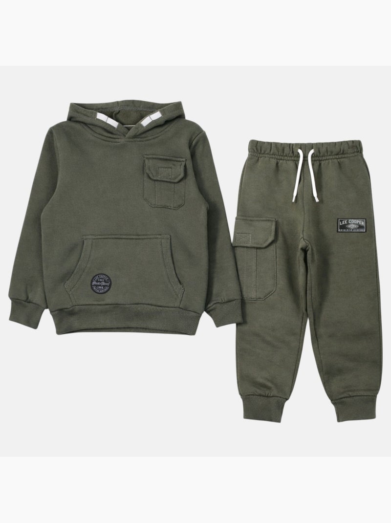 Lee Cooper - Sweat à capuche avec poche et pantalon de jogging Kaki - Kiabi