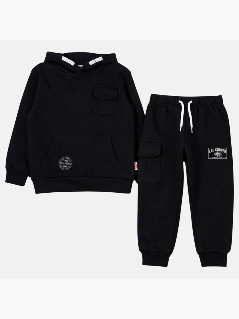 Lee Cooper - Sweat à capuche avec poche et pantalon de jogging Noir - Kiabi