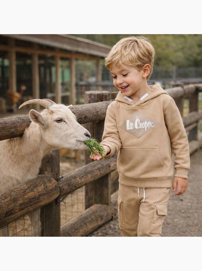 Lee Cooper - Sweat à capuche et pantalon de jogging avec poches Beige - Kiabi