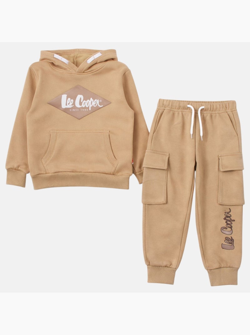 Lee Cooper - Sweat à capuche et pantalon de jogging avec poches Beige - Kiabi