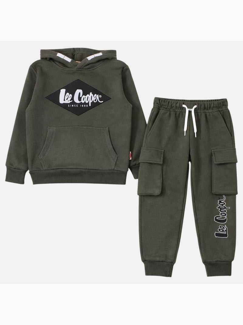 Lee Cooper - Sweat à capuche et pantalon de jogging avec poches Kaki - Kiabi