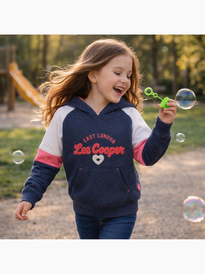 Lee cooper - sweat à capuche imprimé, coupe décontractée et manches longues Bleu marine - Kiabi