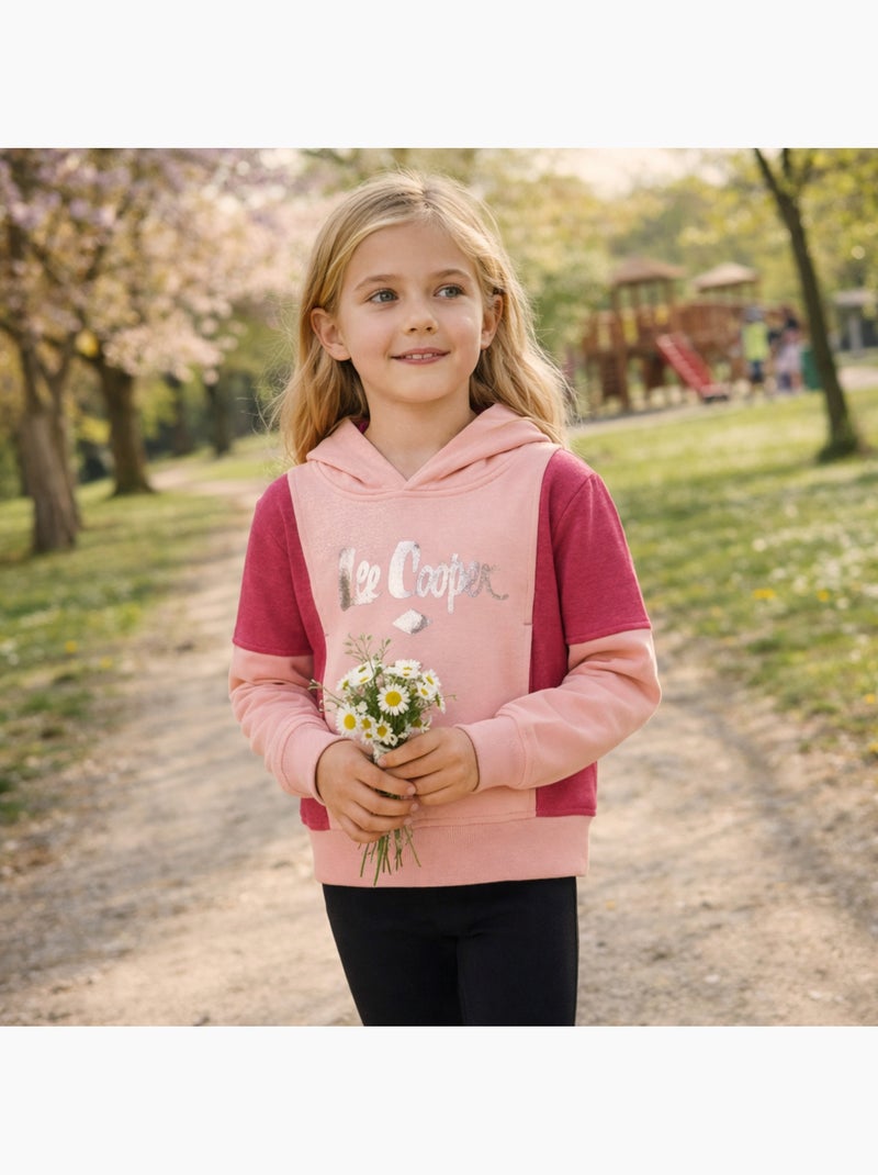 Lee cooper - sweat à capuche imprimé, coupe décontractée et manches longues Rose - Kiabi