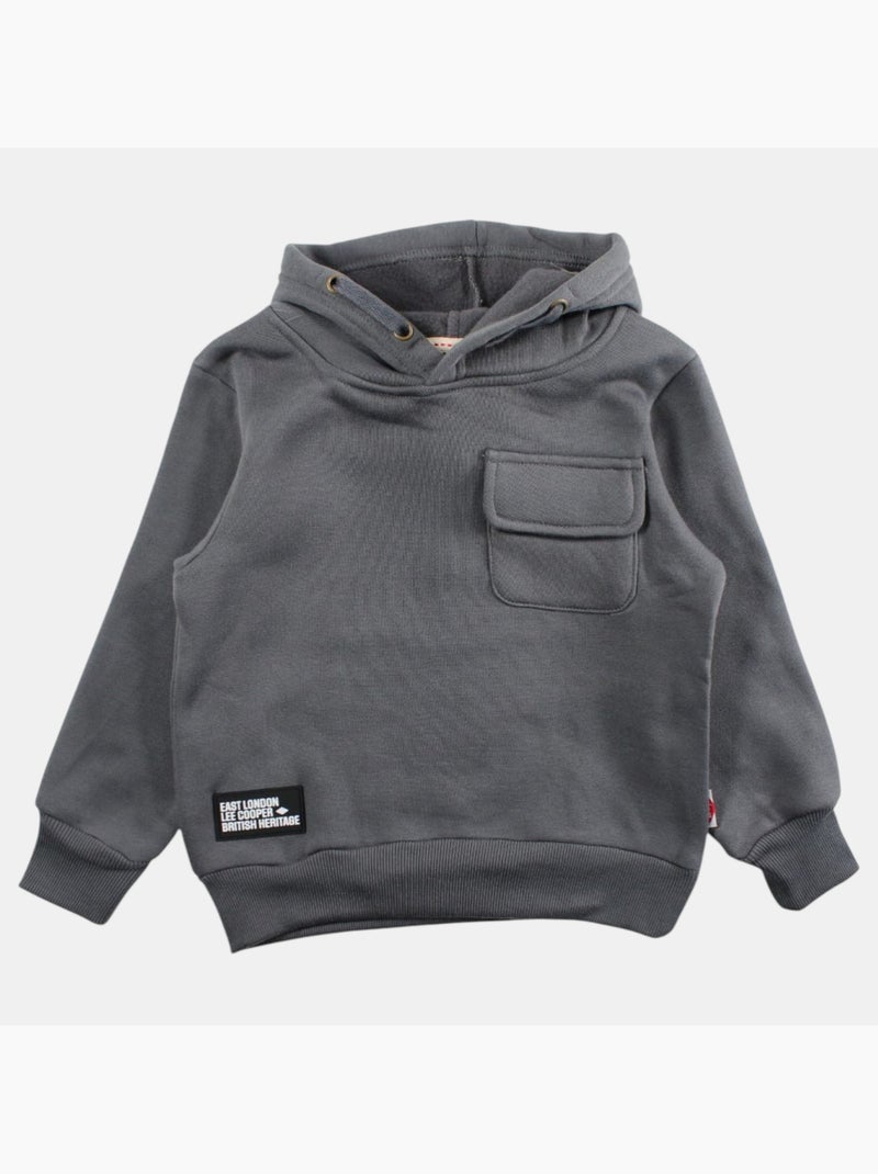 Lee cooper - sweat à capuche imprimé, manches longues gris anthracite - Kiabi